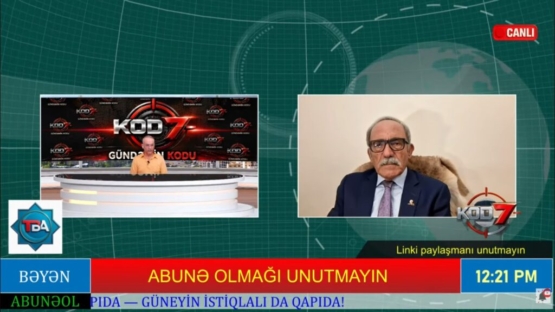 گادتب باشقانی سایین اژدر بی تاغیزاده نین «تبا تی وی«ده «ایران‌دا ساواش قاپیدا — گونئیین ایستیقلالی دا قاپیدا!» موضوعسون‌دا چیخیشی- ویدئو
